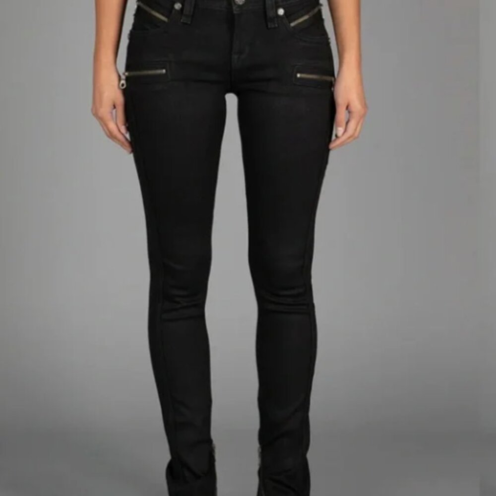 NWT Women's Black Rock Revival Moto Skinny Jean Size 24